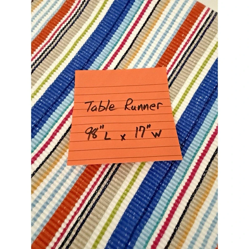 Table Runner Beach Colors Blue Orange Green Stripes 98